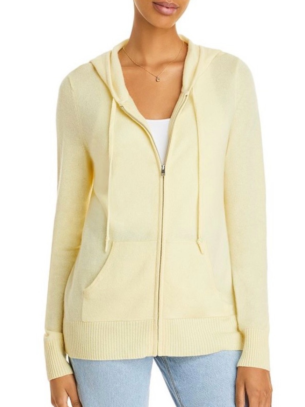 Bloomingdale's Yellow Cashmere Zip Hoodie